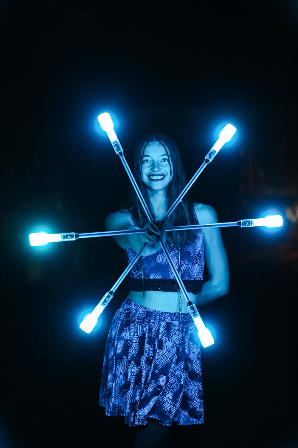 Mascha with glowing LED clubs