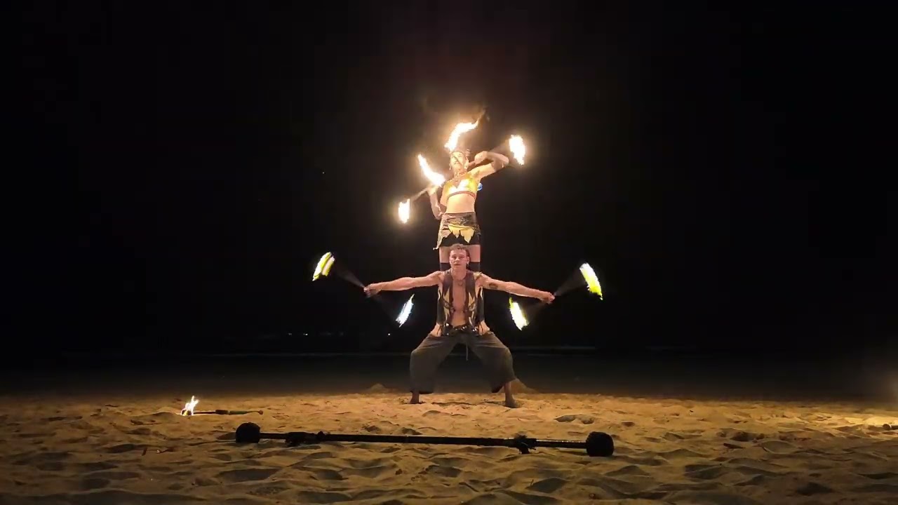 Kalayo duo street performance in Tamarindo, Costa Rica